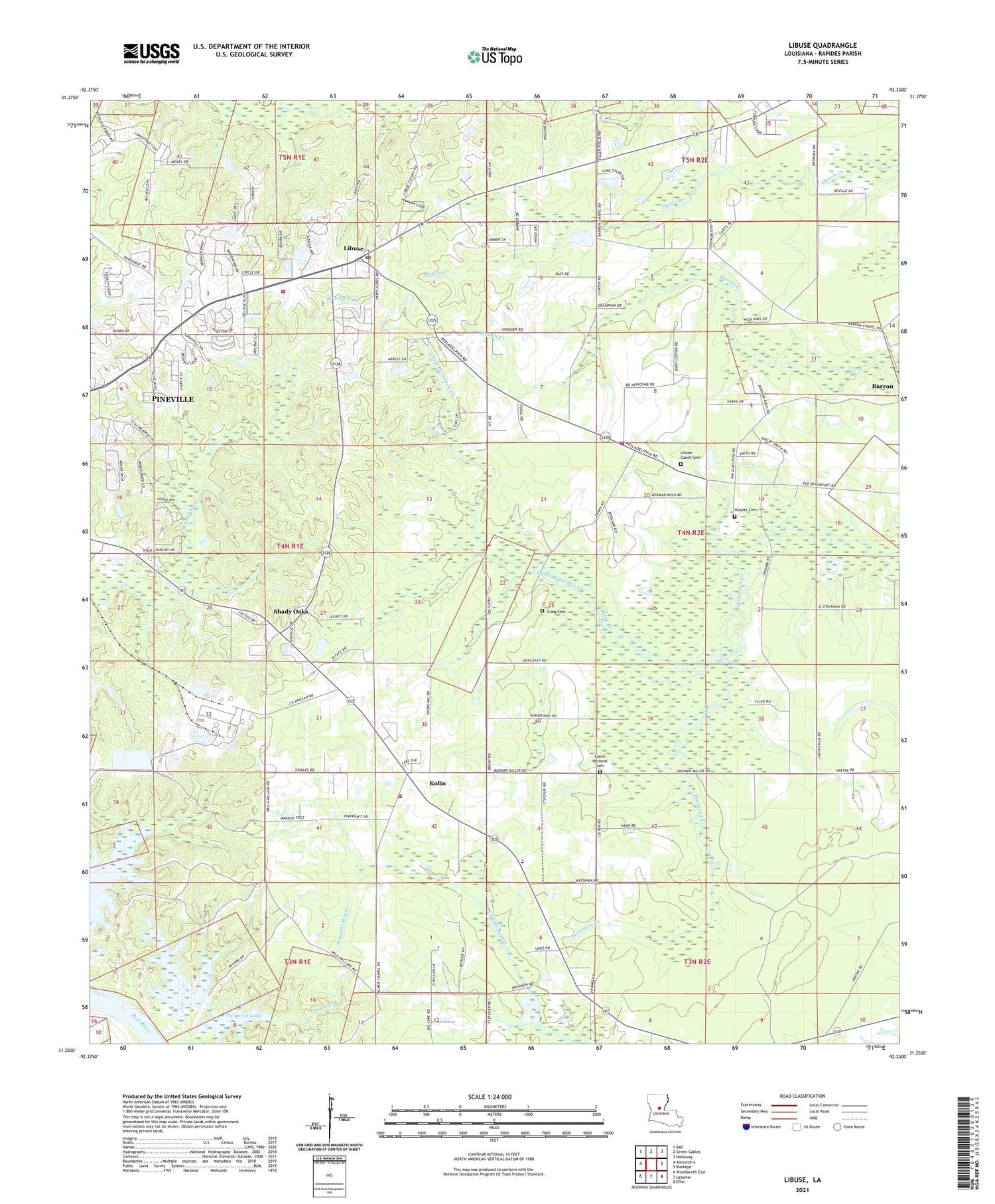 Libuse Louisiana US Topo Map Image
