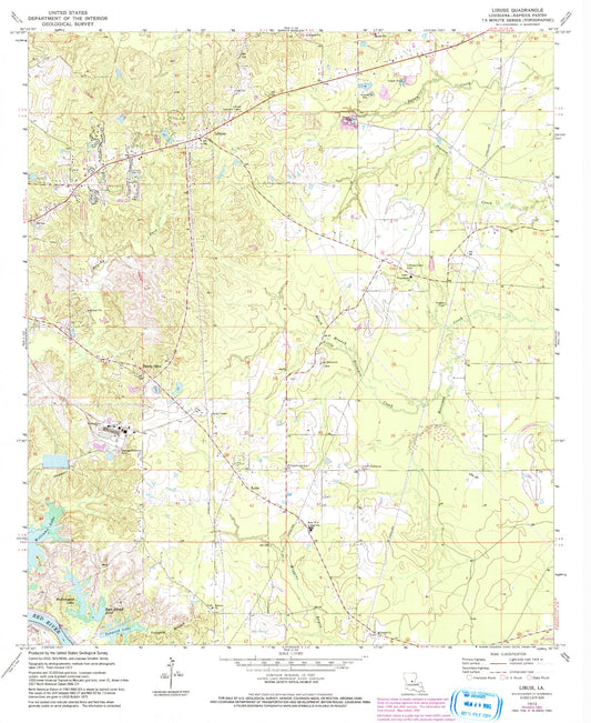 Classic USGS Libuse Louisiana 7.5'x7.5' Topo Map Image