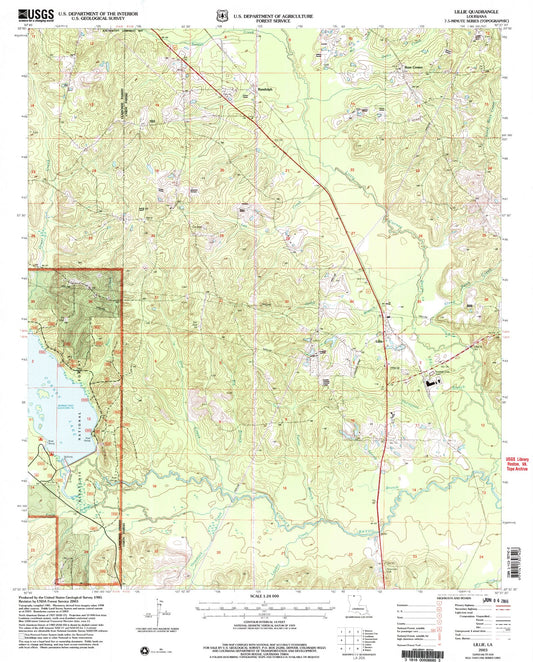 Classic USGS Lillie Louisiana 7.5'x7.5' Topo Map Image