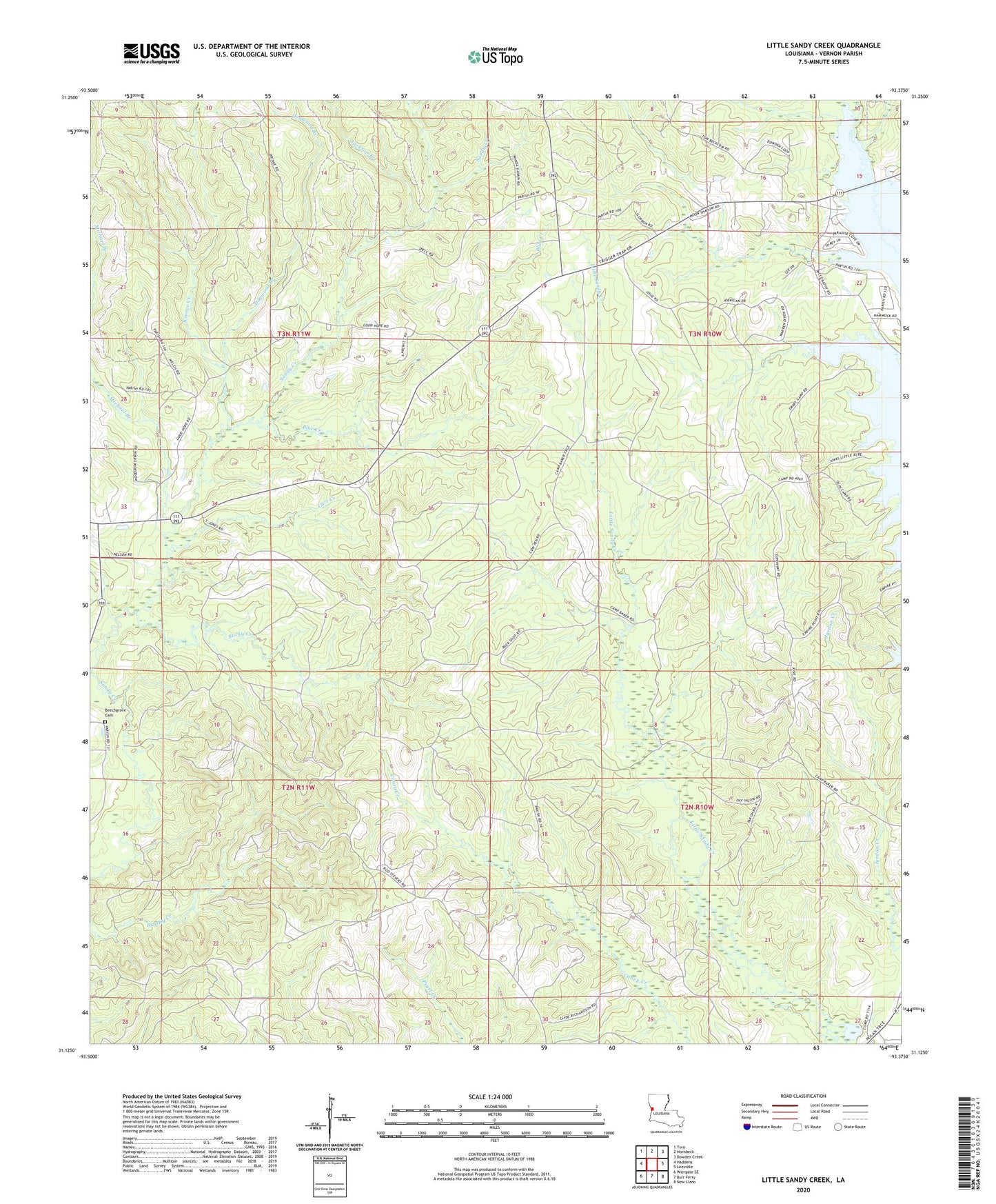 Little Sandy Creek Louisiana US Topo Map Image