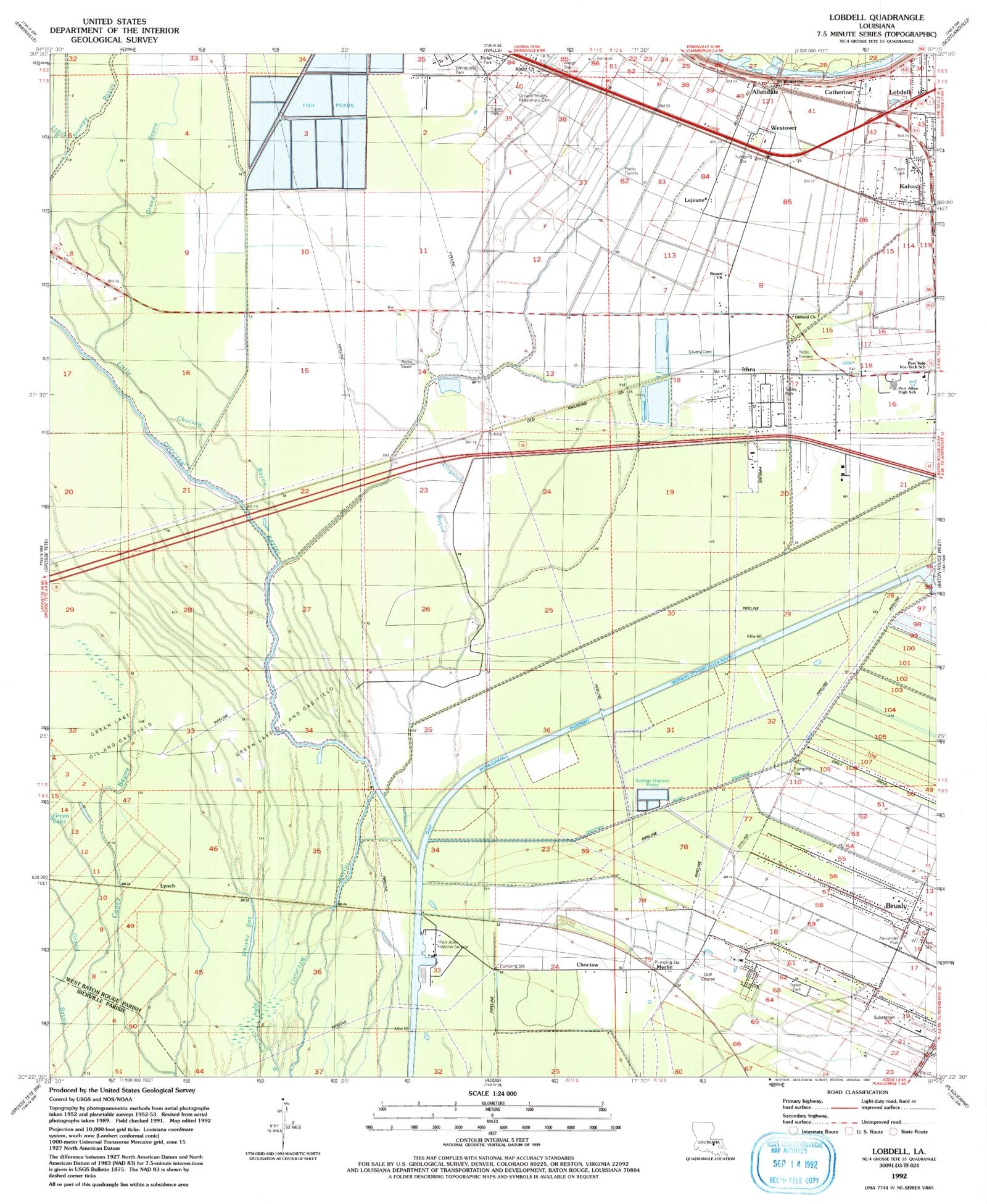 Classic USGS Lobdell Louisiana 7.5'x7.5' Topo Map – MyTopo