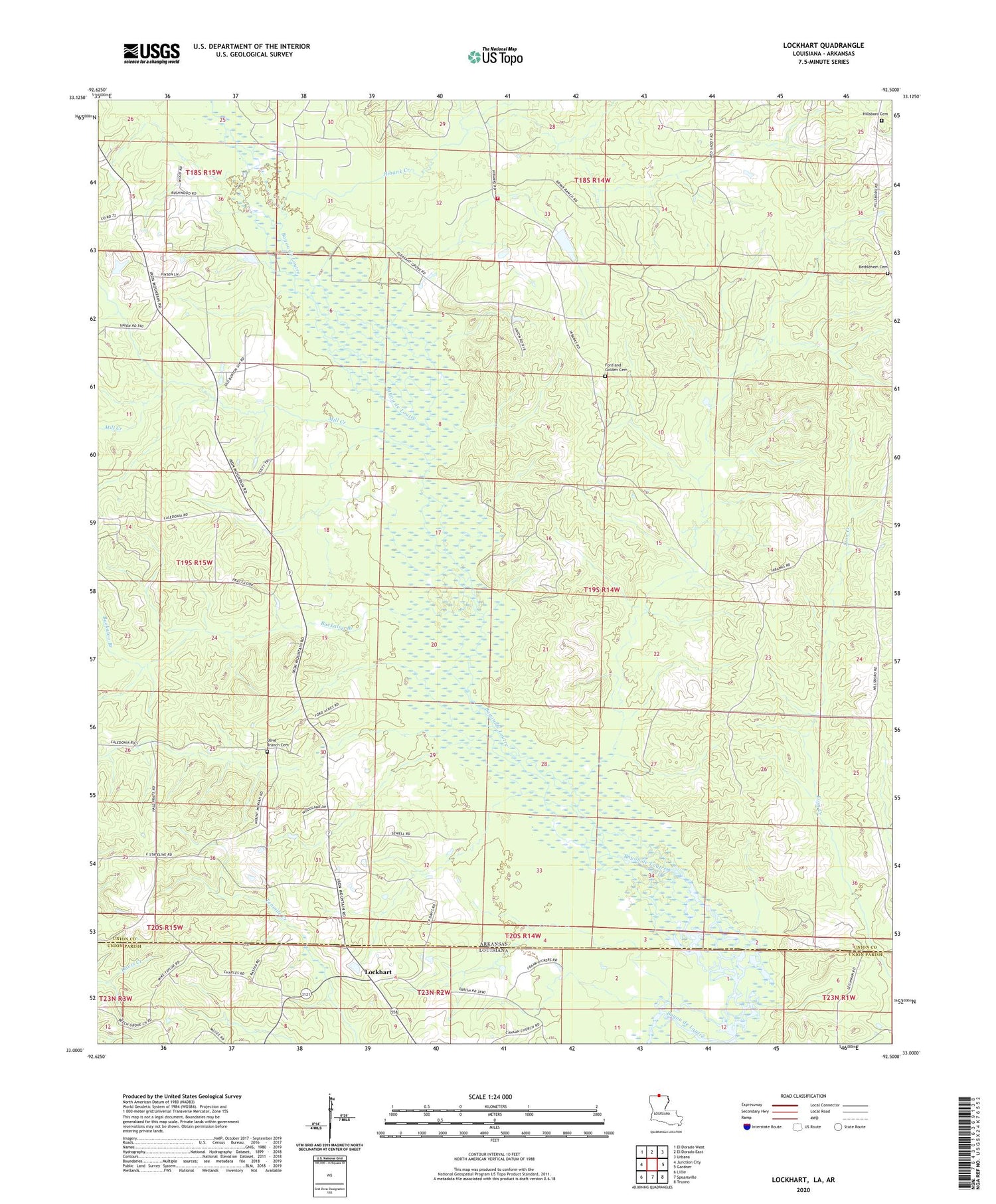 Lockhart Louisiana US Topo Map Image