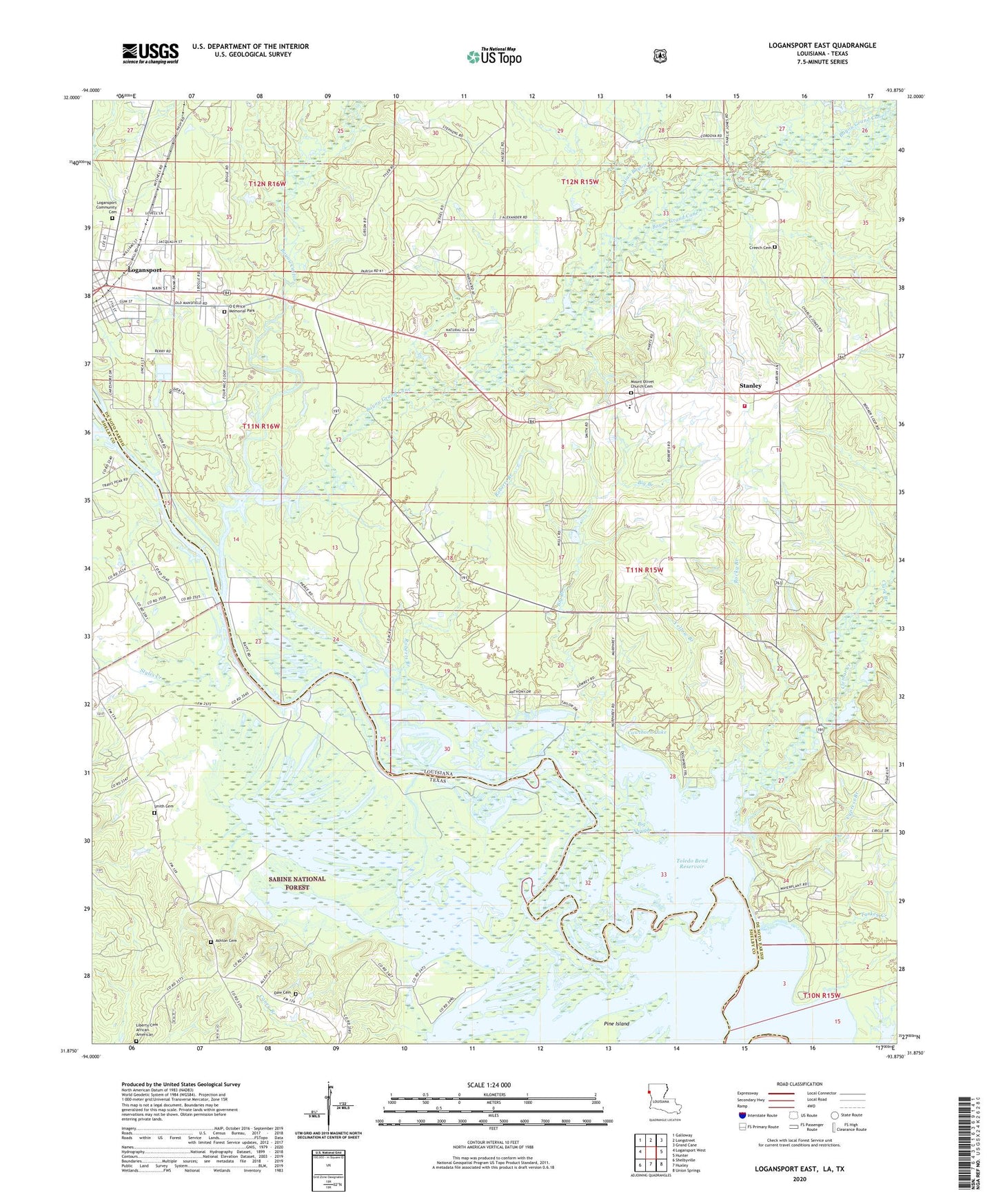 Logansport East Louisiana US Topo Map Image