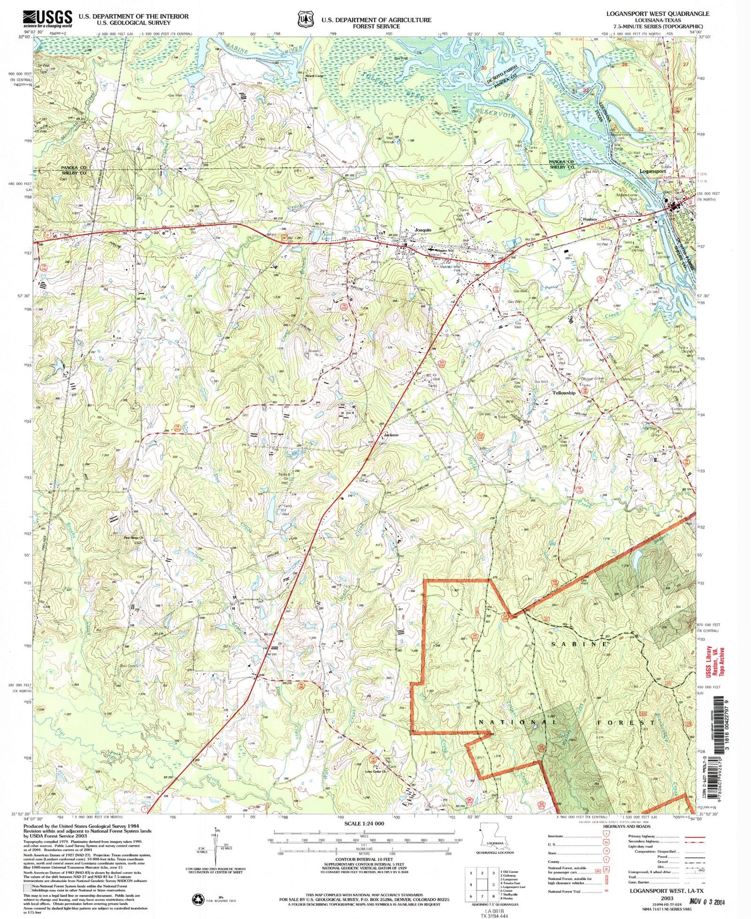 Classic USGS Logansport West Louisiana 7.5'x7.5' Topo Map Image