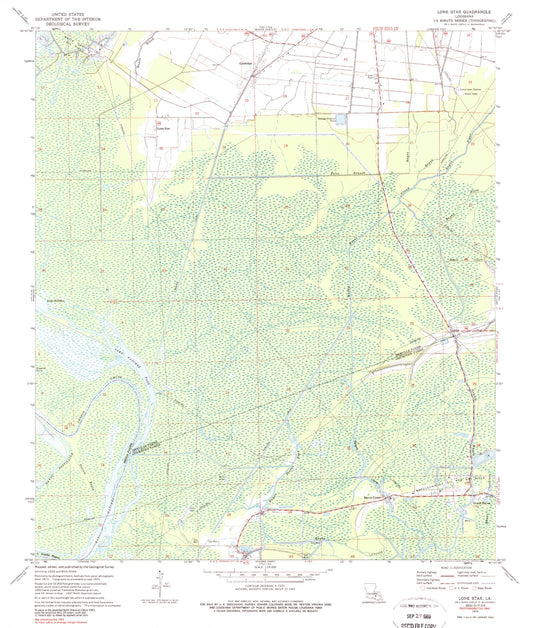 Classic USGS Lone Star Louisiana 7.5'x7.5' Topo Map Image