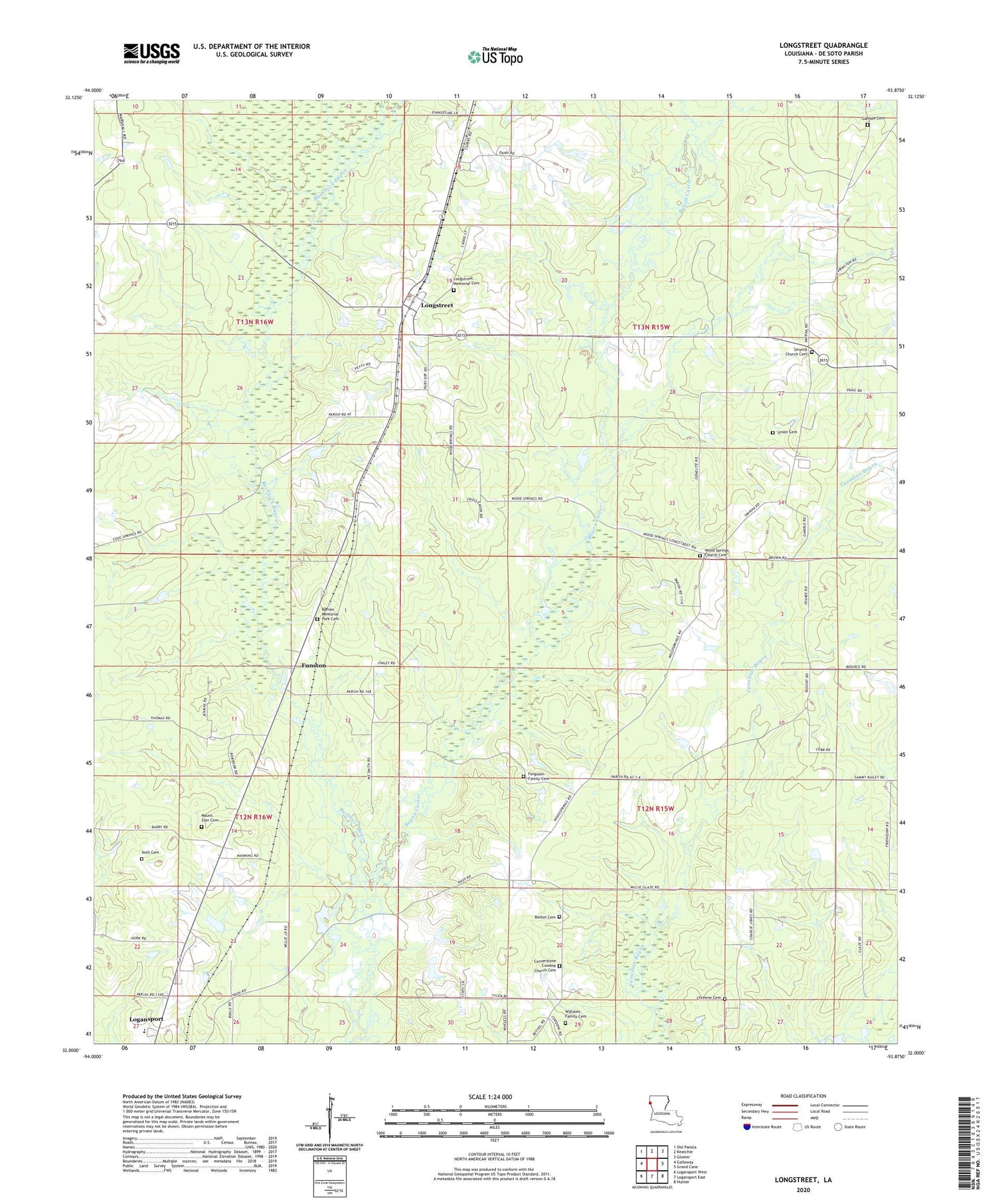 Longstreet Louisiana US Topo Map Image