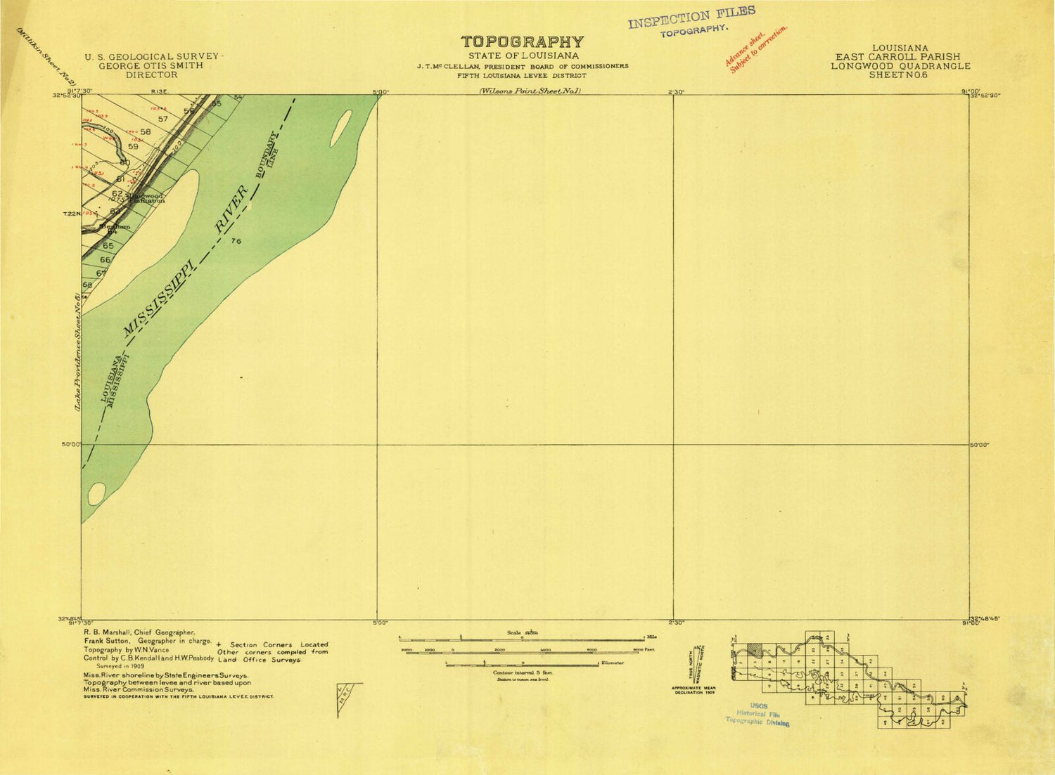 Classic USGS Whiting Bayou Mississippi 7.5'x7.5' Topo Map Image