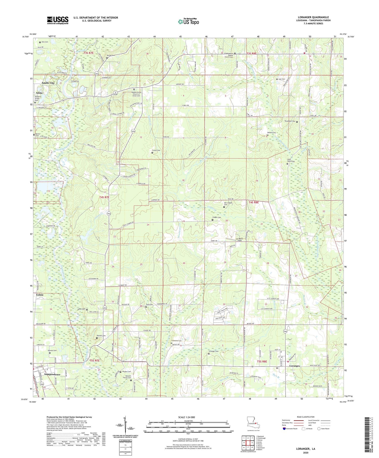Loranger Louisiana US Topo Map Image
