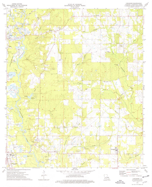 Classic USGS Loranger Louisiana 7.5'x7.5' Topo Map Image