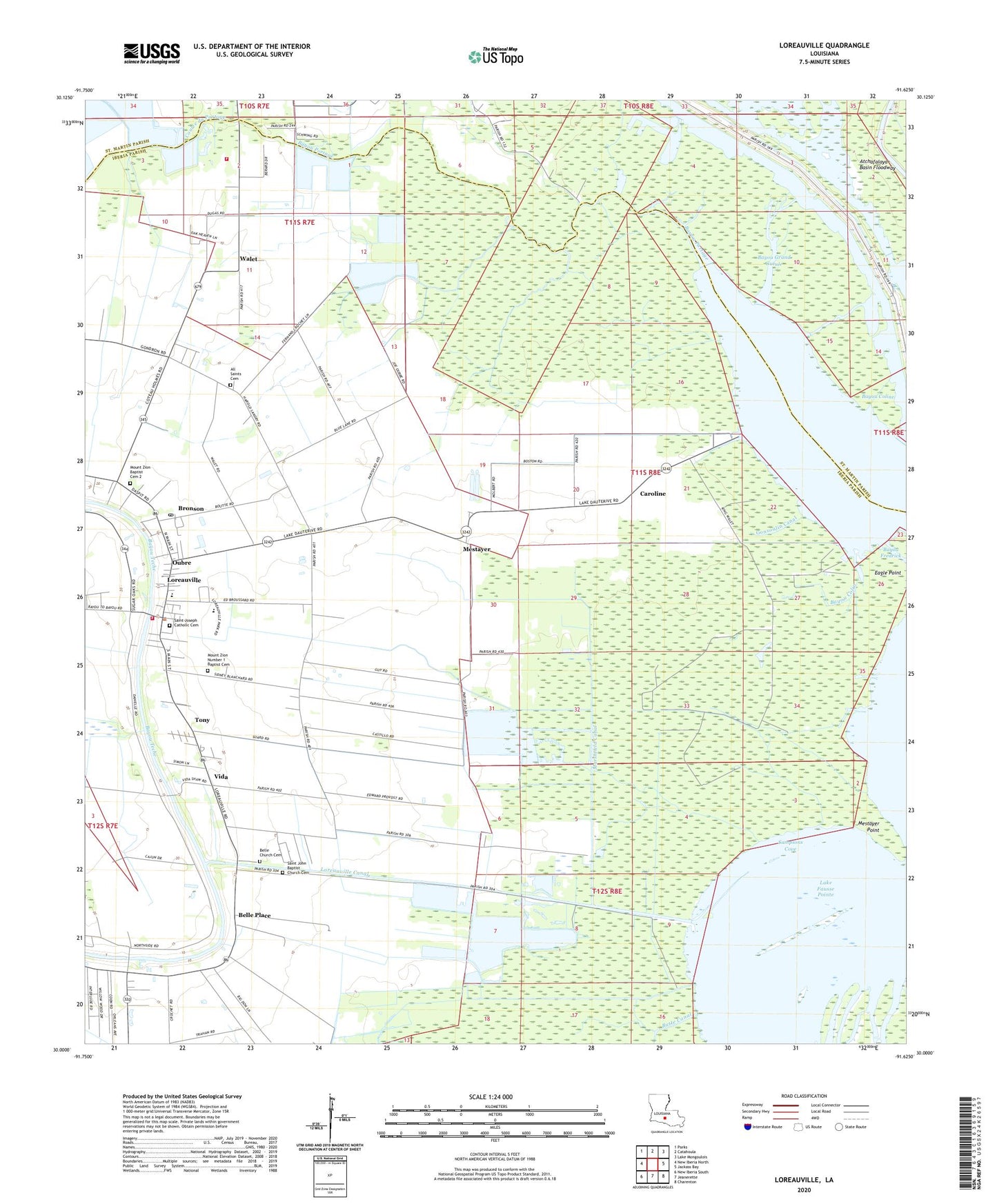 Loreauville Louisiana US Topo Map Image