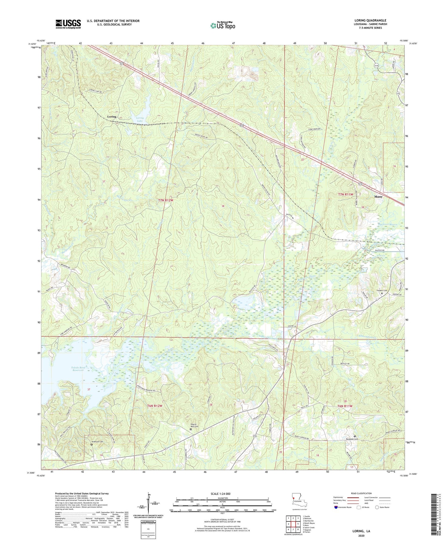 Loring Louisiana US Topo Map Image
