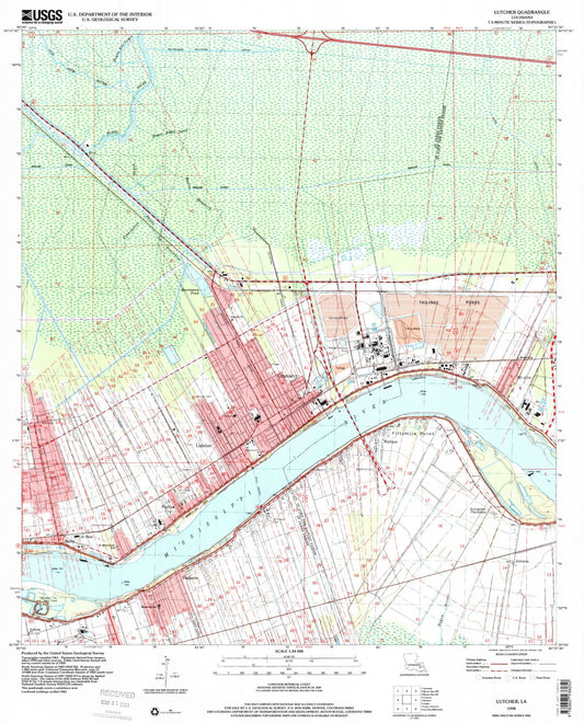 Classic USGS Lutcher Louisiana 7.5'x7.5' Topo Map Image