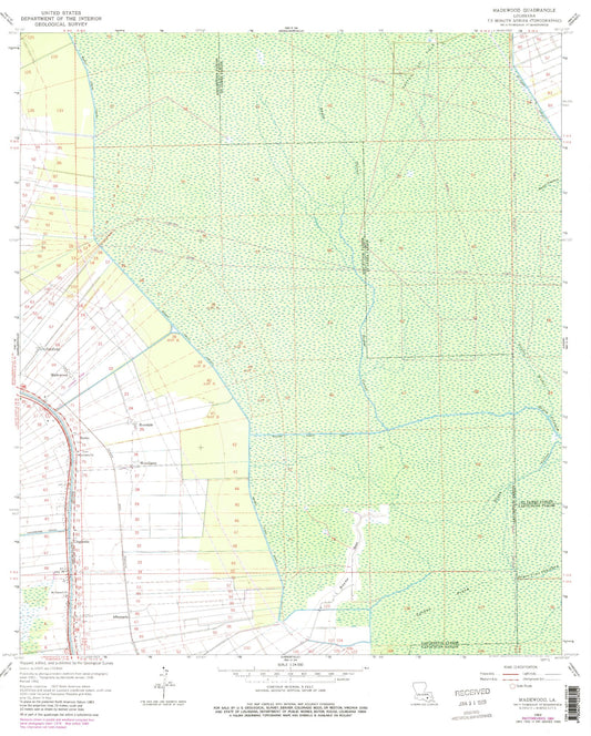 Classic USGS Madewood Louisiana 7.5'x7.5' Topo Map Image