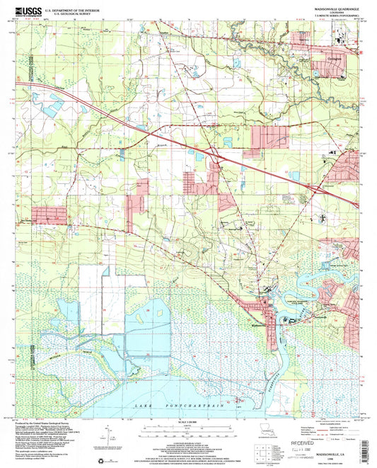 Classic USGS Madisonville Louisiana 7.5'x7.5' Topo Map Image