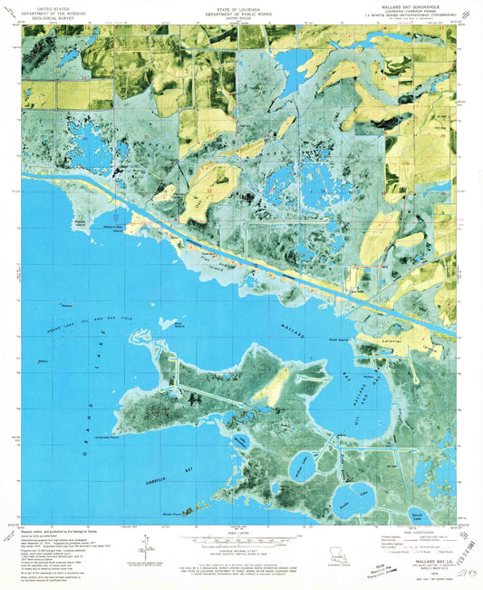 Classic USGS Mallard Bay Louisiana 7.5'x7.5' Topo Map Image