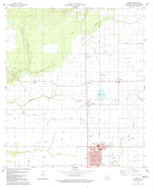 Classic USGS Mamou Louisiana 7.5'x7.5' Topo Map Image