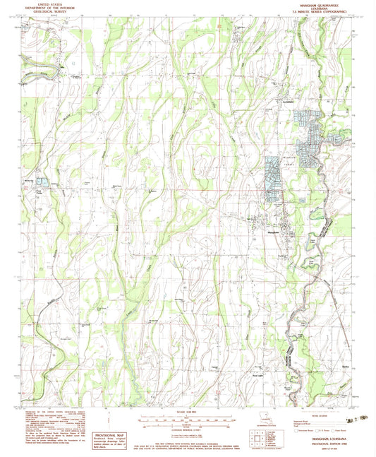 Classic USGS Mangham Louisiana 7.5'x7.5' Topo Map Image