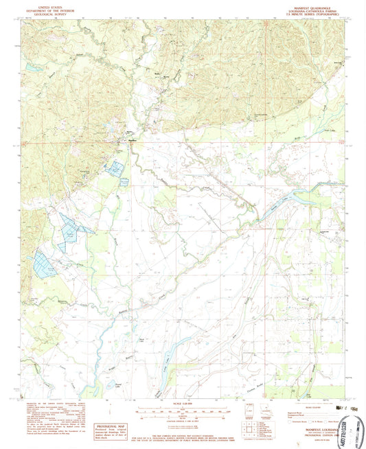Classic USGS Manifest Louisiana 7.5'x7.5' Topo Map Image