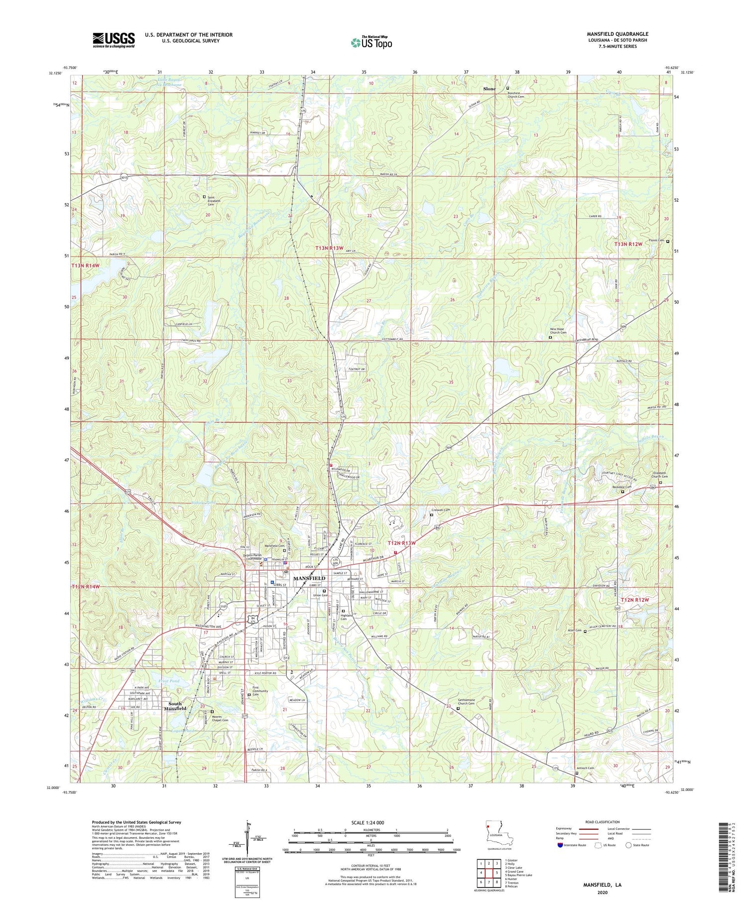 Mansfield Louisiana US Topo Map Image