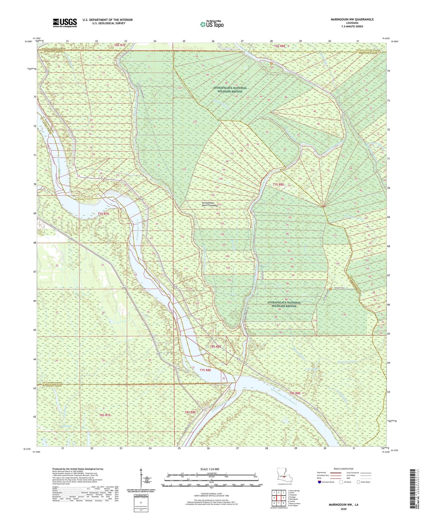 Maringouin NW Louisiana US Topo Map Image