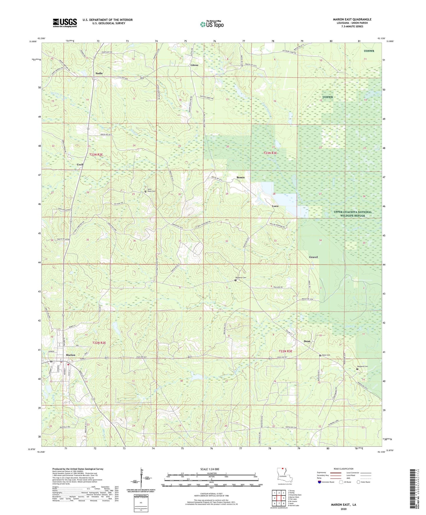 Marion East Louisiana US Topo Map Image