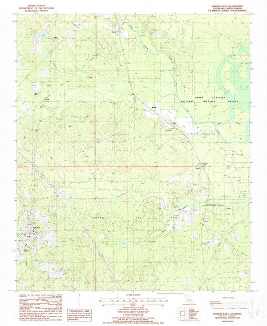 Classic USGS Marion East Louisiana 7.5'x7.5' Topo Map Image