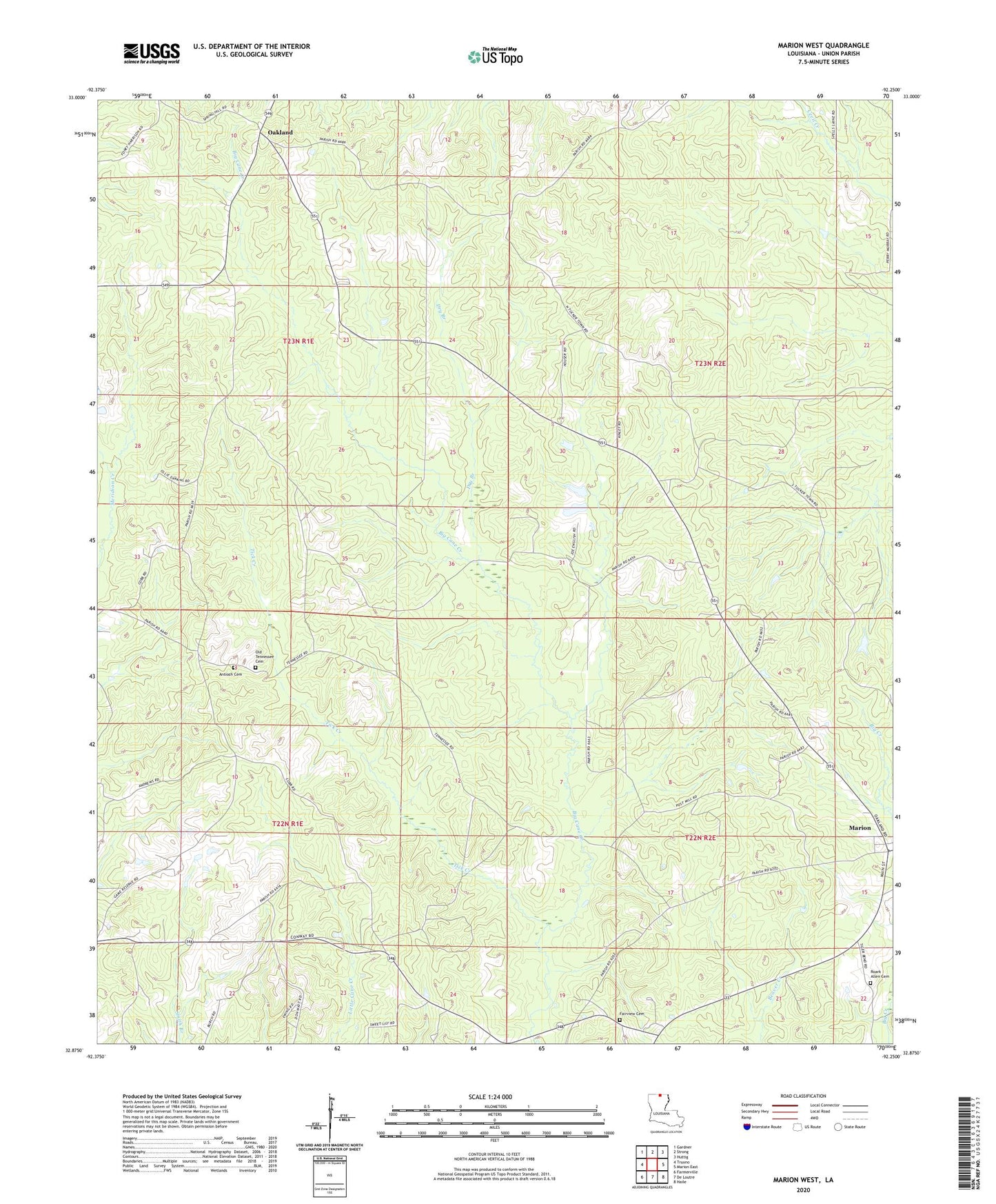 Marion West Louisiana US Topo Map Image