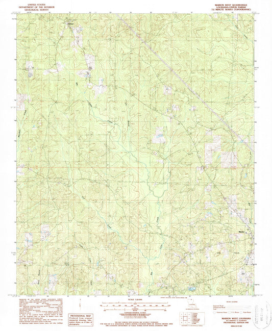 Classic USGS Marion West Louisiana 7.5'x7.5' Topo Map Image