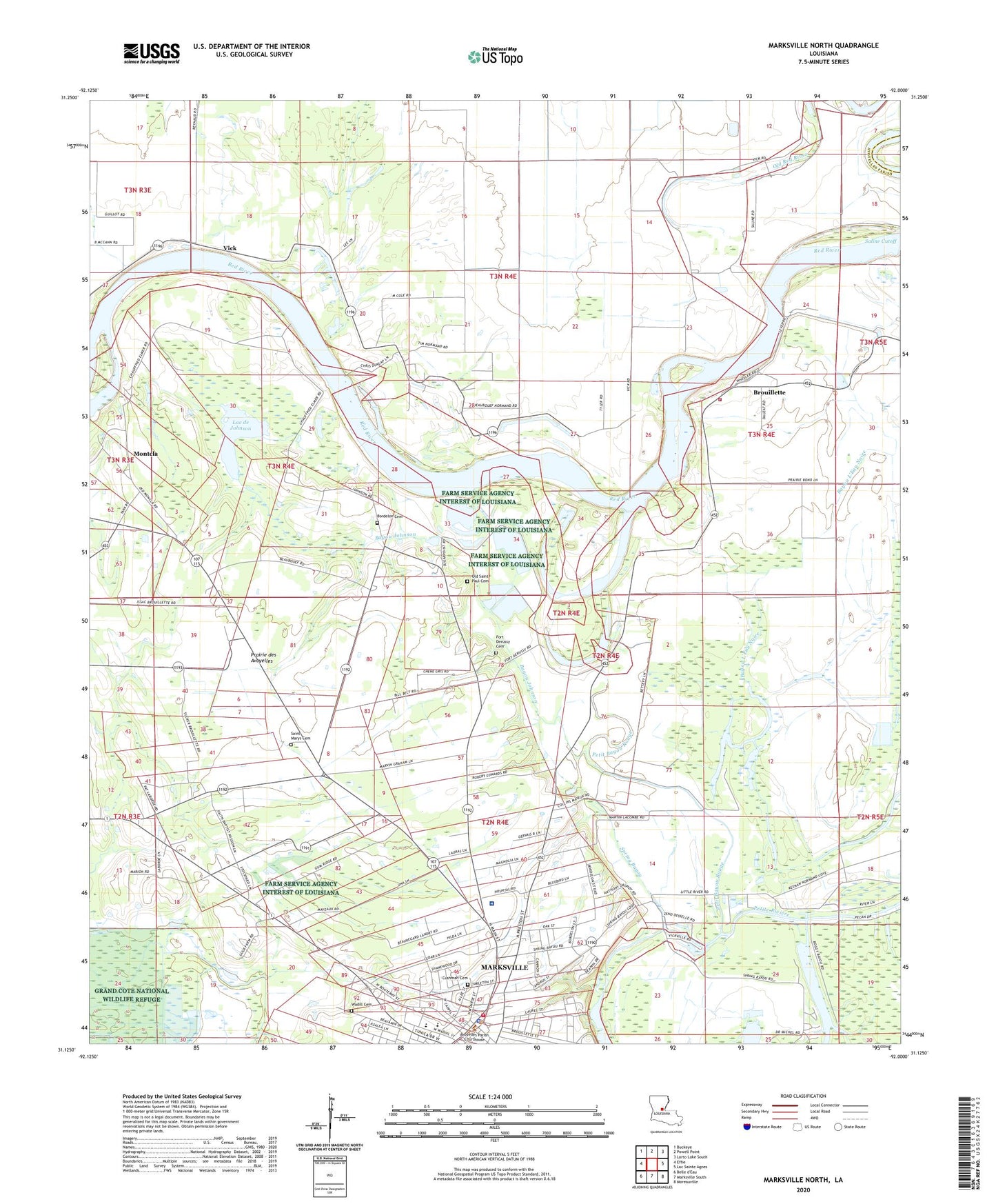 Marksville North Louisiana US Topo Map Image