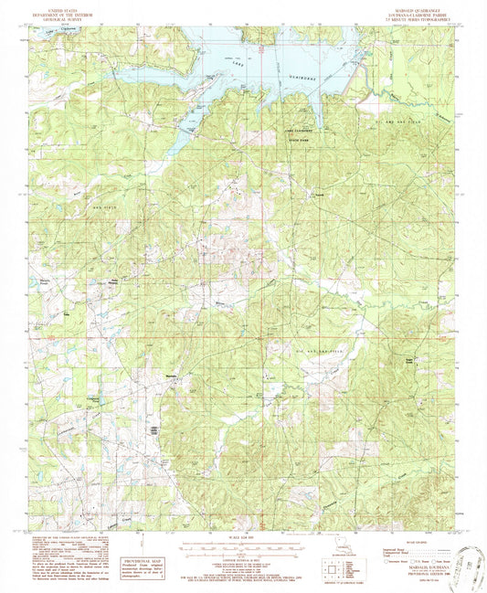 Classic USGS Marsalis Louisiana 7.5'x7.5' Topo Map Image