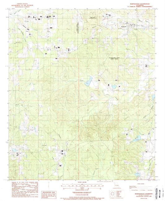 Classic USGS Marthaville Louisiana 7.5'x7.5' Topo Map Image