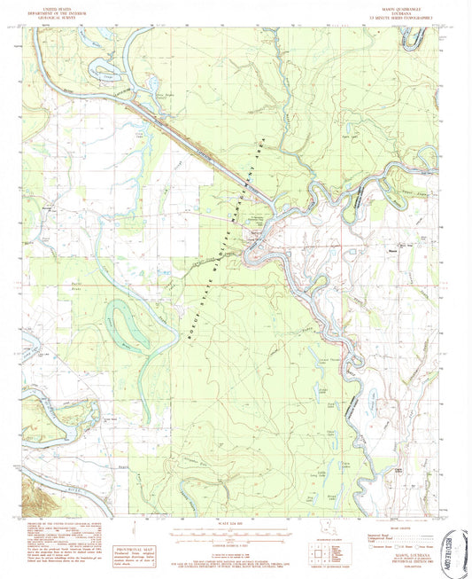 Classic USGS Mason Louisiana 7.5'x7.5' Topo Map Image