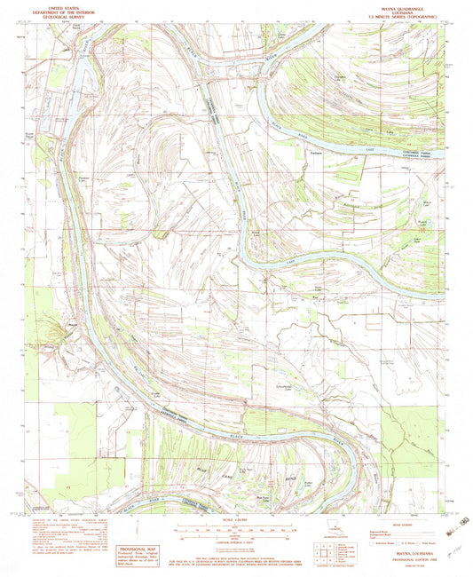Classic USGS Mayna Louisiana 7.5'x7.5' Topo Map Image
