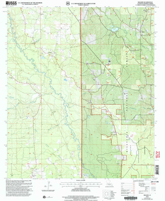 Classic USGS Melder Louisiana 7.5'x7.5' Topo Map Image