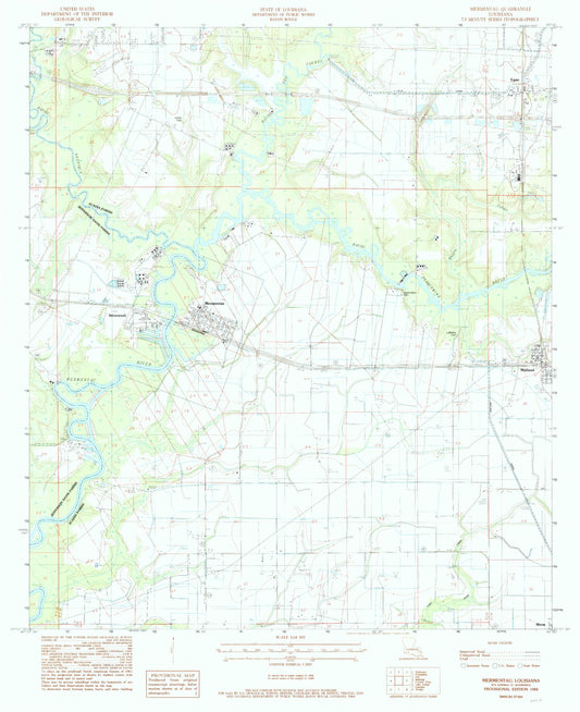 Classic USGS Mermentau Louisiana 7.5'x7.5' Topo Map Image