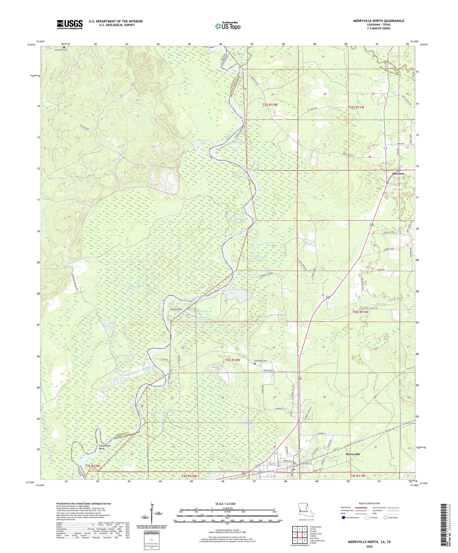 Merryville North Louisiana US Topo Map Image