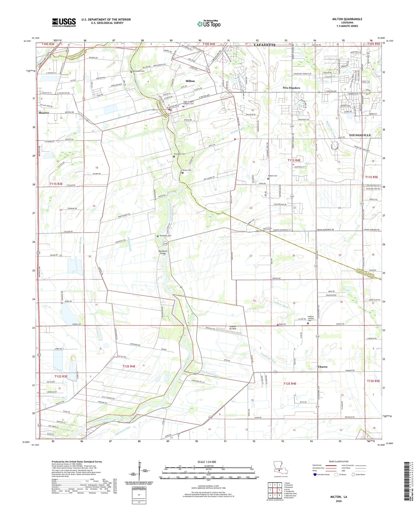 Milton Louisiana US Topo Map Image