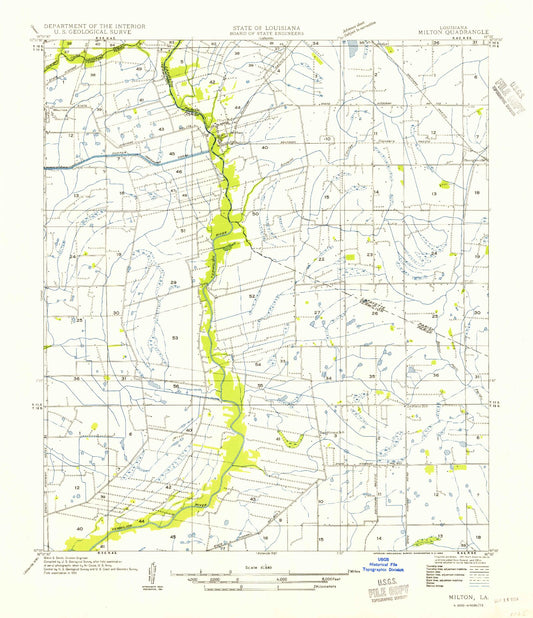 Classic USGS Milton Louisiana 7.5'x7.5' Topo Map Image