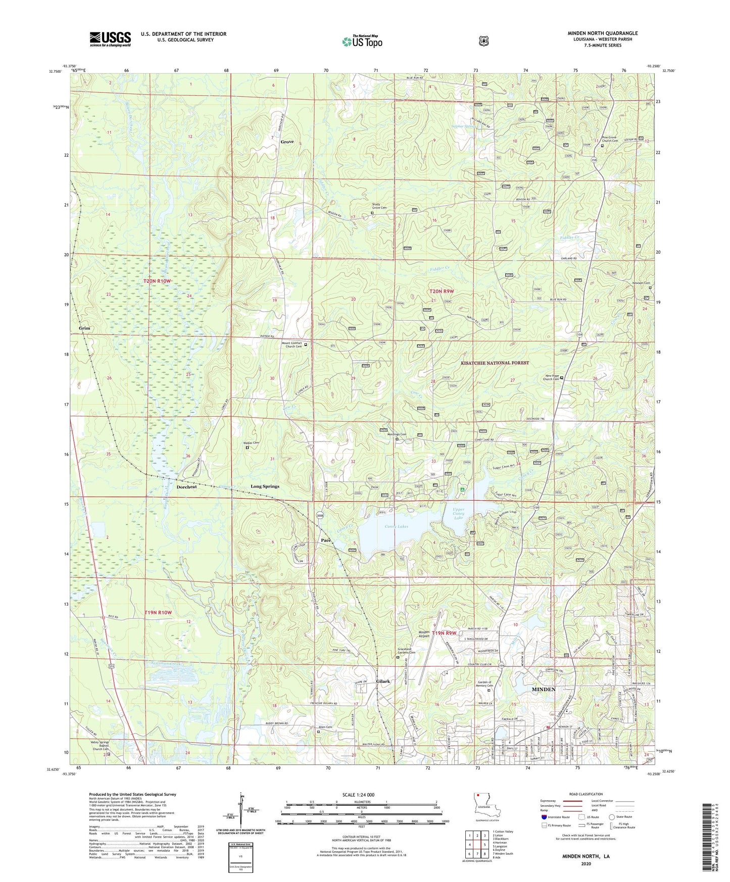Minden North Louisiana US Topo Map Image