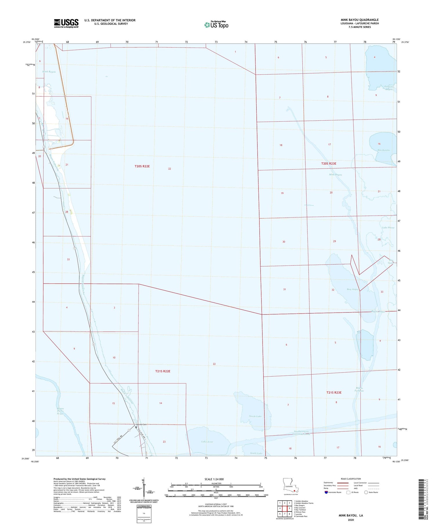 Mink Bayou Louisiana US Topo Map Image