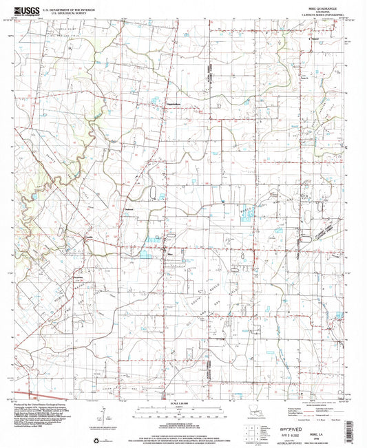 Classic USGS Mire Louisiana 7.5'x7.5' Topo Map Image