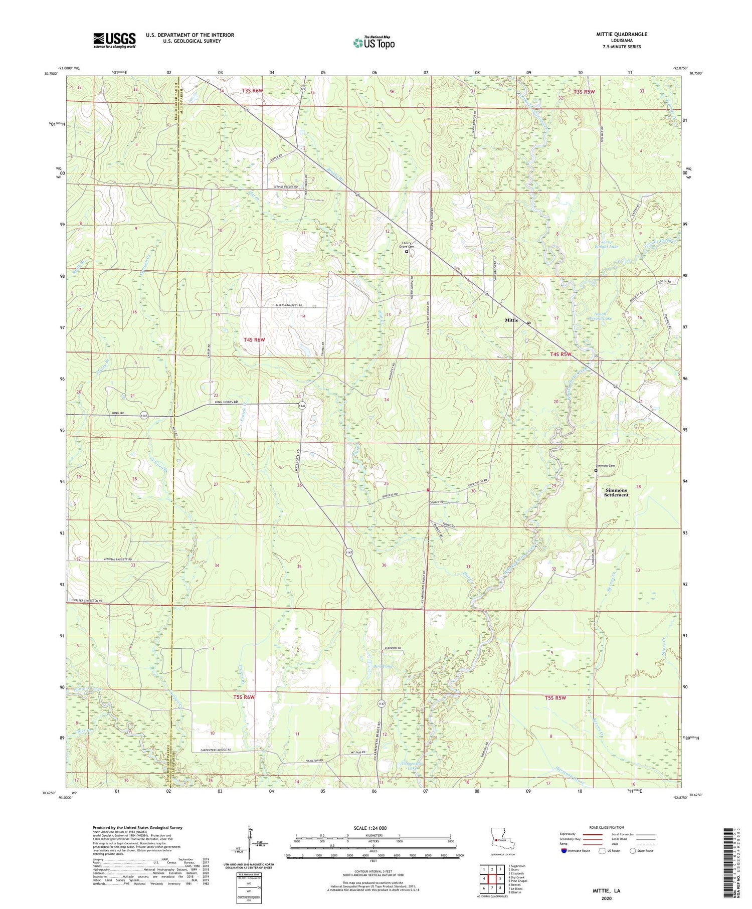 Mittie Louisiana US Topo Map Image