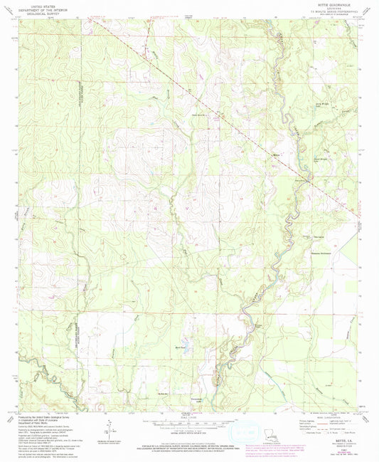 Classic USGS Mittie Louisiana 7.5'x7.5' Topo Map Image