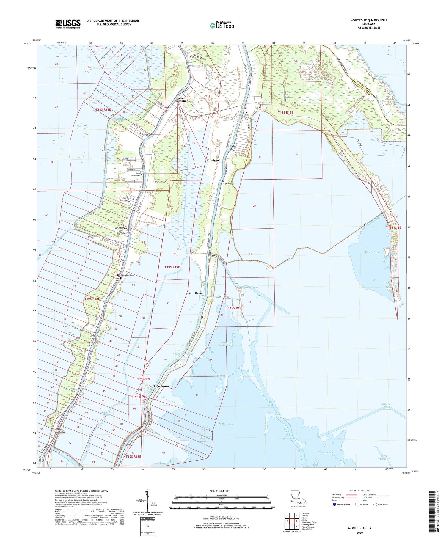 Montegut Louisiana US Topo Map Image