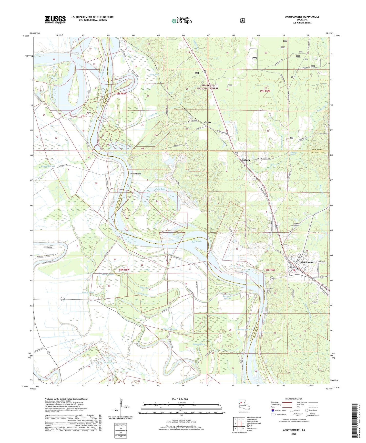 Montgomery Louisiana US Topo Map Image