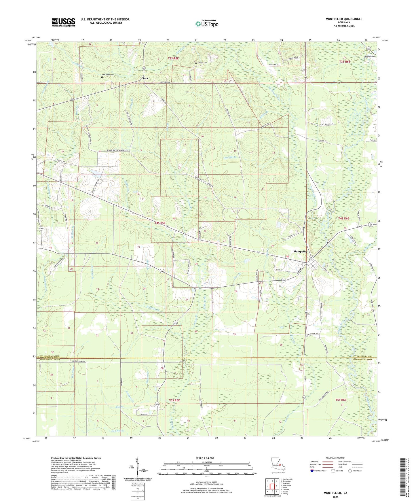 Montpelier Louisiana US Topo Map Image