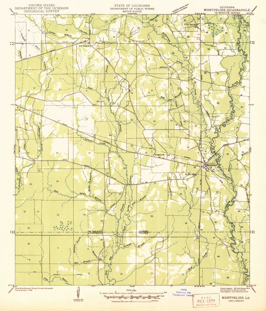 Classic USGS Montpelier Louisiana 7.5'x7.5' Topo Map Image