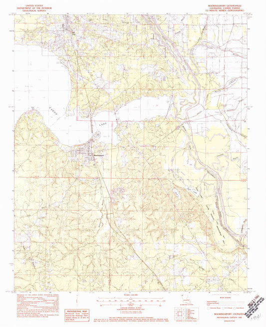 Classic USGS Mooringsport Louisiana 7.5'x7.5' Topo Map Image