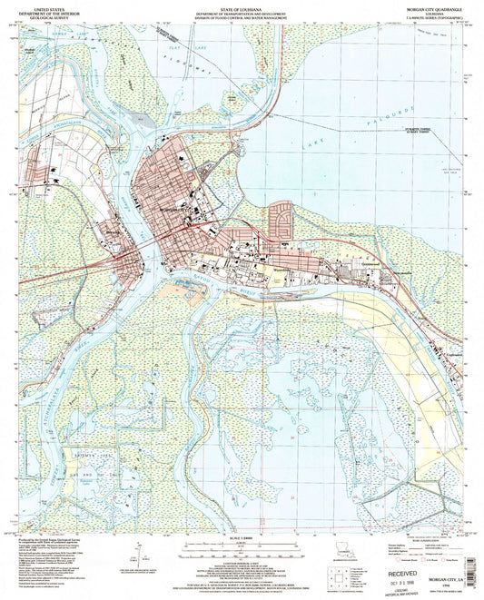 Classic USGS Morgan City Louisiana 7.5'x7.5' Topo Map Image