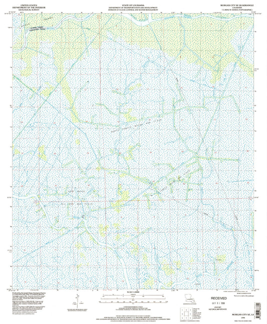 Classic USGS Morgan City SE Louisiana 7.5'x7.5' Topo Map Image